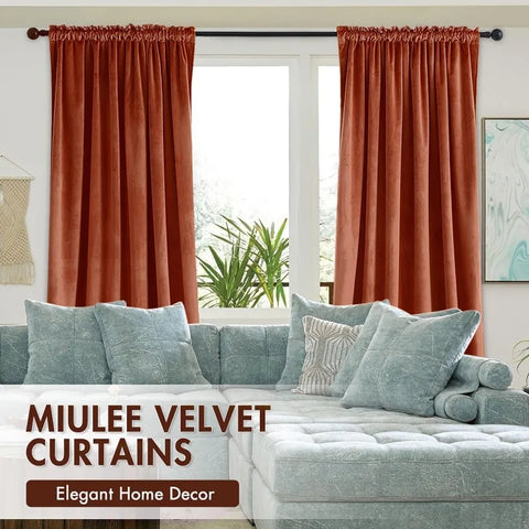 Curtains Thermal Insulated Blackout Curtain Drapes for Bedroom Living Room Darkening  Long Curtains Panels Rod Pocket Set of 2