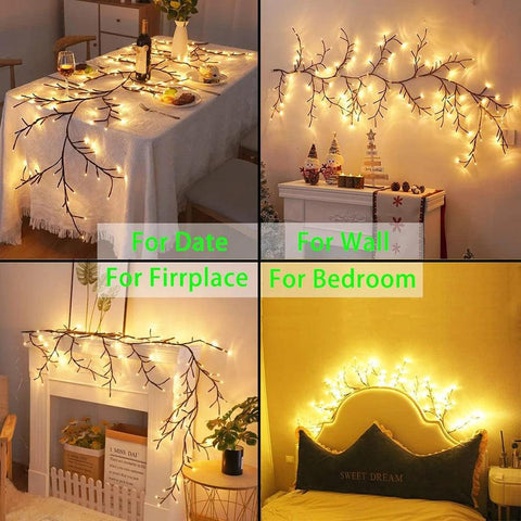 1PCS 96LED Tree and Vine Lamp USB/Solar Powered 8 Modes DIY Festive Tree Branch Lamp for Christmas Party Home Decorative Lights