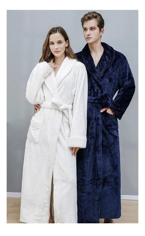 Female Autumn and Winter Warm Long Coral Velvet Thick Couple Bath Bathrobes Men Women Pajamas Shower Robe Bath Towels For Adults