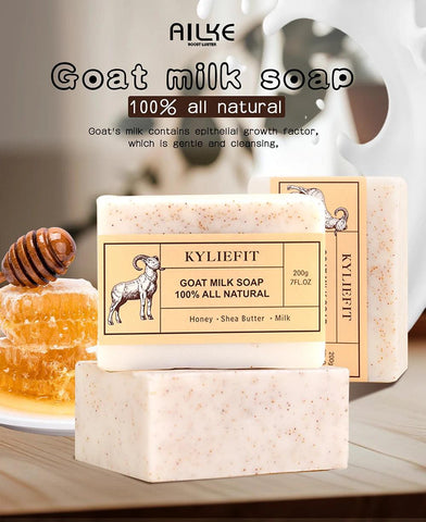 KYLIEFIT Brightening, Moisturizing Soap Bar, Enriched Shea Butter, Goat Milk, Long Lasting Rich Smooth Lather, Skin Glow, 7 oz