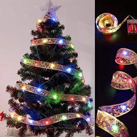 Ribbon Fairy Light Christmas Decoration Christmas Tree Ornaments For Home 2022 Bows String Lights Navidad Natal New Year 2023