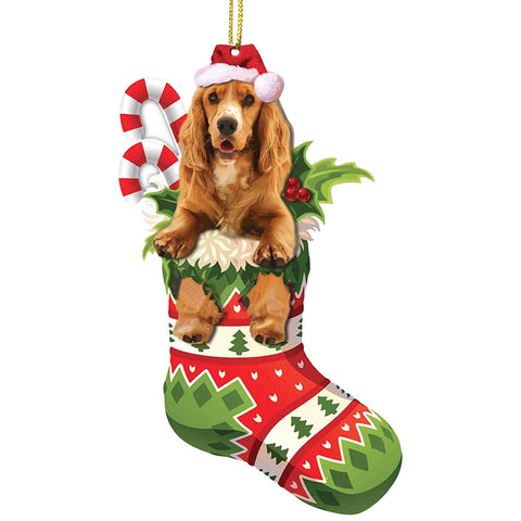 Christmas Tree Pendant Cute Stocking Dog Cat Animal Drop Ornament New Year Festive Party Supplies Room Decoration Xmas Gift