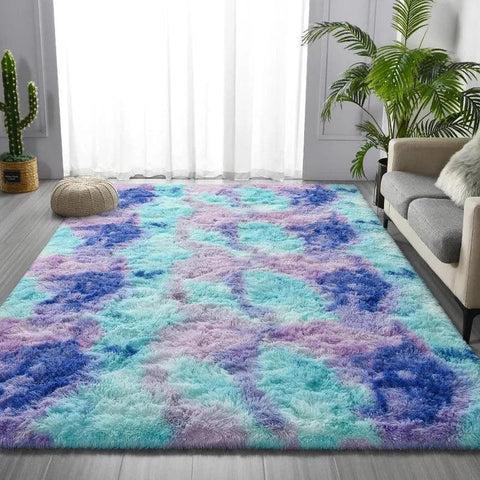 Large Shag Area Rugs, Tie-Dyed Plush Fuzzy Rugs for Living Room, Ultra Soft Fluffy Furry Rugs for Bedroom