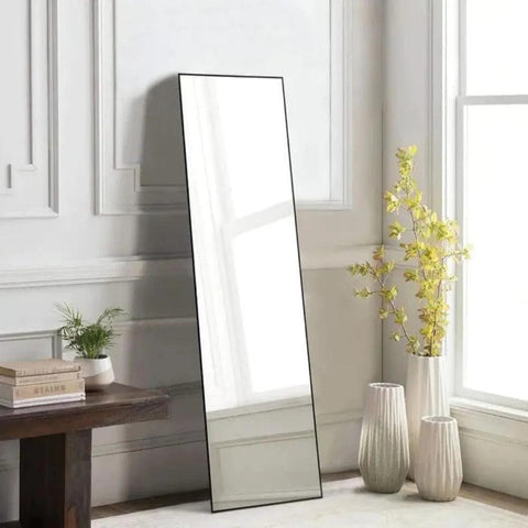 Full Length Mirror 64"x21" Full Body Mirror Rectangle Free Standing Wall Mounted Leaning Hanging Floor Mirrors, Black