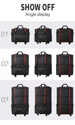 Mixi Foldable Travel Bag Hand Carry Duffel Bag with Wheels Expandable Rolling Travel Bag Large Capacity Waterproof Luggage Bag