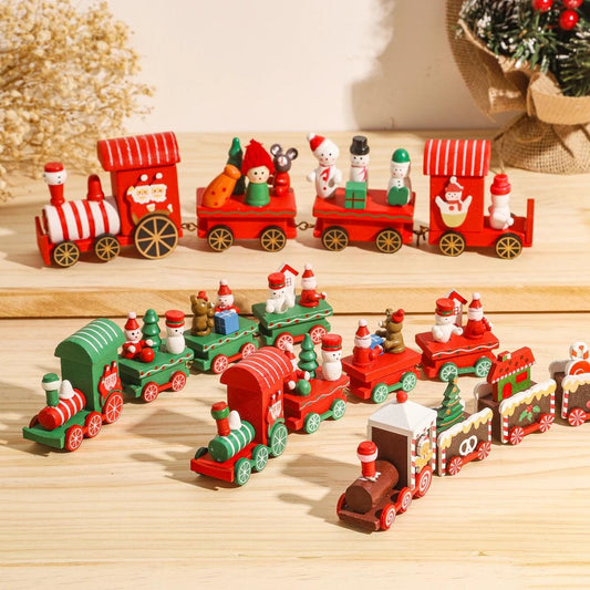 Christmas Wooden Train Merry Christmas Ornaments Christmas Decorations For Home Xmas Tree Decor Noel Navidad New Year Gifts