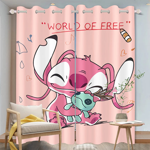 Disney Stitch Cartoon Curtain 3D Print Bedroom Living Room Window Blackout Partition Style Home Decoration