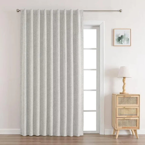 Blackout Linen Curtains Long 100% Blackout Drapes 95 inch Length 2 Panels Set