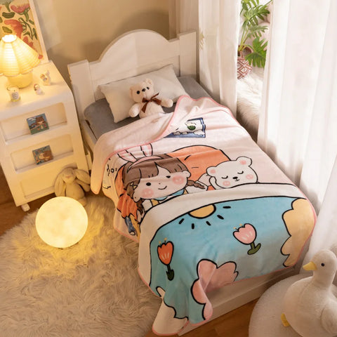 Summer Air Conditioning Nap Blanket Children's Blanket Children's Day Gift Cartoon Flannel Baby Blanket Swaddle Blanket Super So