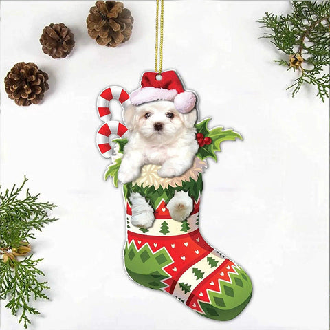 Christmas Tree Pendant Cute Stocking Dog Cat Animal Drop Ornament New Year Festive Party Supplies Room Decoration Xmas Gift