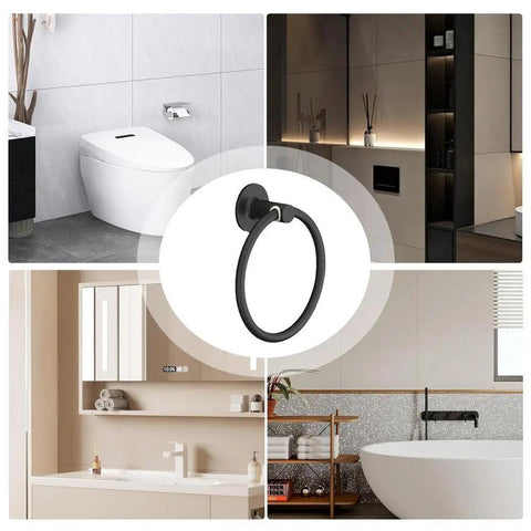 Bathroom Towel Holder Space Aluminum Wall Mount No Punching Easy Installation Round Towel Ring for Bathroom Kitchen