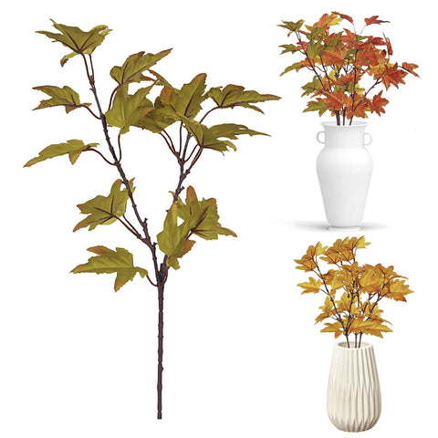 Artificial Leaves Kitchen Fall For Home Maple Stems Thanksgiving Leaves Outdoor Decor Branch Vase Flowers Artificial Tall