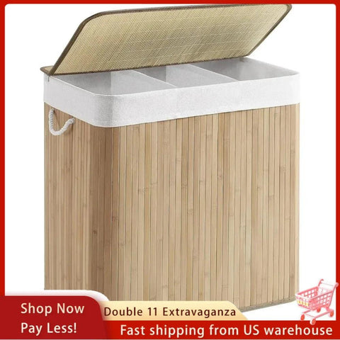 Comfort corner Laundry Hamper,Laundry Basket, Laundry Hamper with Lid, Bamboo, Foldable, Removable and Machine Washable Liner