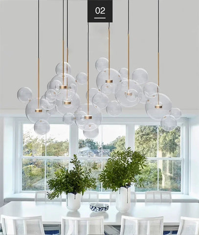 Modern Clear Glass LED Chandelier Lighting  Living Room Chandelier for Dining Room Bubble Glass Pendant Lights