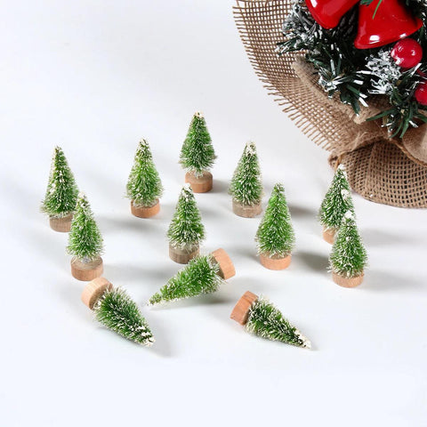 Artificial Mini Wooden Christmas Tree Blue Green White Gold Tower Pine Small Sisal Christmas Tree Tabletop Ornament Decor