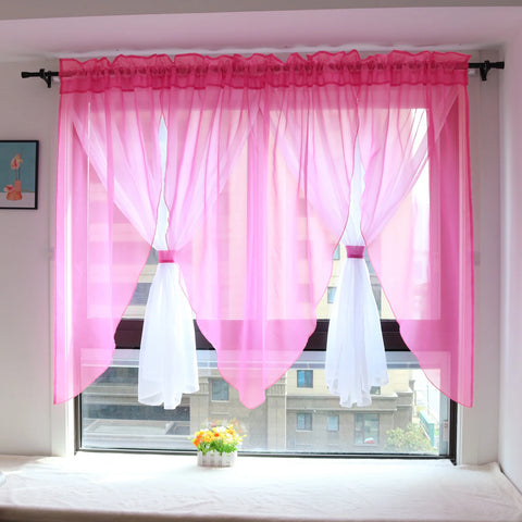 Solid Voile Veil Livingroom Balcony Bedroom Curtain Sheer Short Kitchen Window Treatments