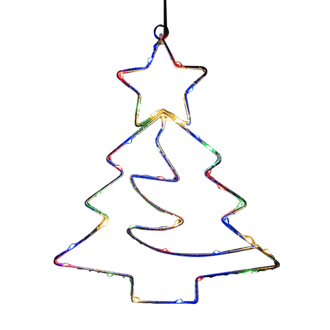 Xmas Tree Iron Frame LED Light String Window Hanging Ornament 2024 Christmas Decoration For Home 2025 New Year Party Gift Supply