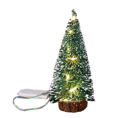 Christmas Green Cedar LED Lights Pine Needle Tree Christmas Decorations Desktop Ornament Gift Mini Christmas Tree Decorations