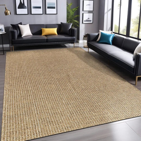 Natural Color Jute Rugs for Living Room, Indoor and Outdoor Area Rug, High Traffic, Solid Boho Woven Design, Outside Carpet