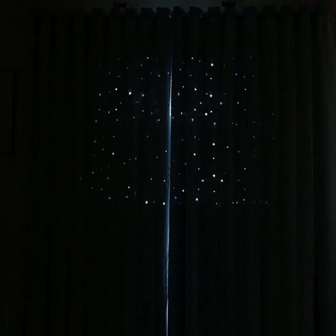 Bright Double Layer Blackout Star Hollow Curtains with Lace Tulle Fabric for Home Living Room Bedroom Window Decor