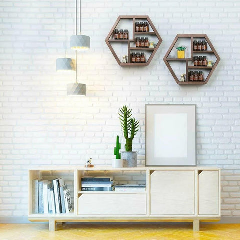 Essential Oil Storage, Essential Oil Organizer Rack Wall Mounted Hexagon Floating Honeycomb Display Shelves Rack for Essential