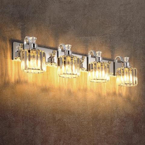 Modern Bathroom Vanity Light Stainless Steel Crystal Vanity Lights Over Mirror Modern Crystal Bathroom Wall Lighting Fixtures