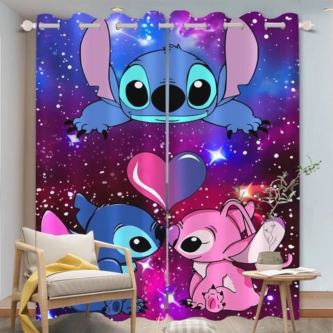 Disney Stitch Cartoon Curtain 3D Print Bedroom Living Room Window Blackout Partition Style Home Decoration