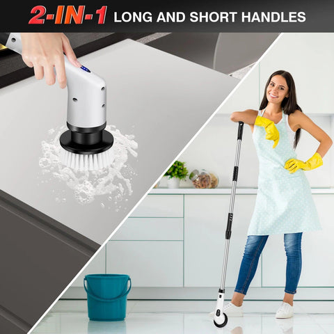 Electric Spin Scrubber Cordless Electric Cleaning Brush with 9 Brush Heads&Extension Handle,Powerful Scrub Brush for Cleaning