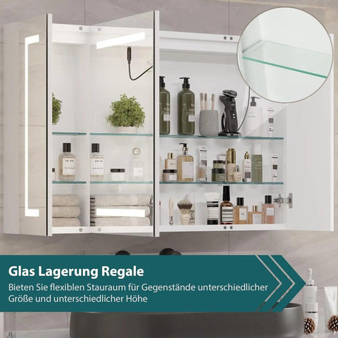 Medicine Cabinets with Mirrors and Led Lights 39.4''x23.6'' Wall Bathroom Mirror with Storage and Charging Station Wall Mounted