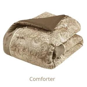 Sheets Set Faux Silk Comforter Jacquard Paisley Design Matching Curtains Down Alternative Hypoallergenic All Season, Bed Cover