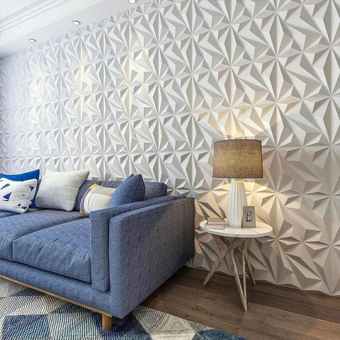 50/100Pcs PVC Accent Textured Wall Panels 3D Wall Panel Diamond 30x30cm 3D Wall Panels in Diamond Design for Interior Wall Decor