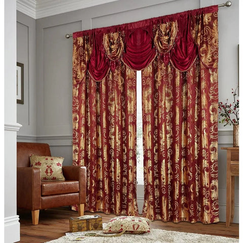 Jacquard Luxury Window 1 Panel Set Curtain with Attached Valance and Backing Bedroom