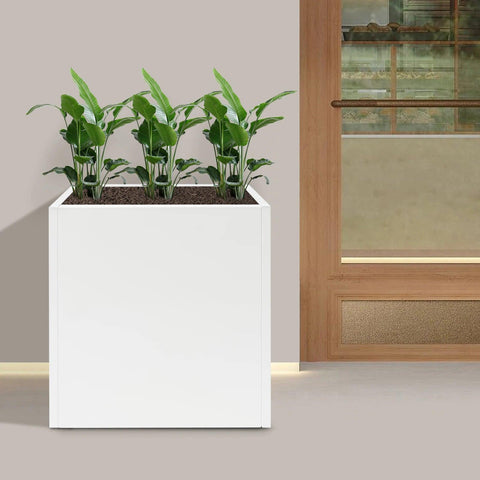 Tall Outdoor Indoor Planter Box 24Lx10Wx24H Inches Rectangular Large Flowerpot Tall Metal Planter Box