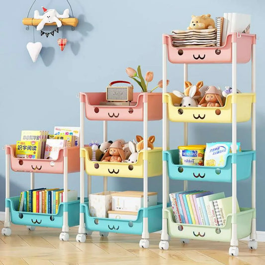 Bookshelf Trolley Multi-Functional Toy Snack Household Storage Rack For Living Room Kitchen Bathroom Bedroom Storage Cart