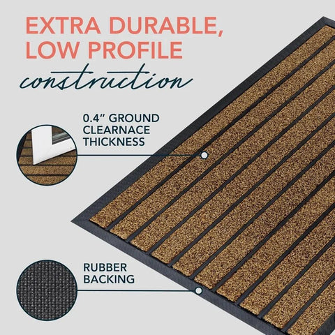 Ultra durable door mat, anti fouling outdoor welcome mat, non slip, (36 "x 24", bright brown)