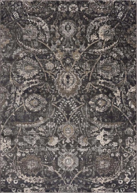 Rustic Farmhouse Living Room Bedroom Dining Room Large Area Rug Style Traditional Floral Look Dark Brown Grey Black Cream