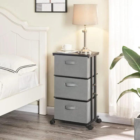 Dresser Storage with 3 Drawers, Fabric Dresser Tower, Vertical Storage Unit for Bedroom, Closet, Office