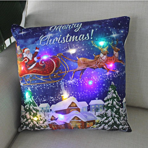 45cm LED Christmas Cushion Cover Glowing Pillowcase with Lights 2023 Christmas Decorations for Home Navidad New Year Xmas Decor