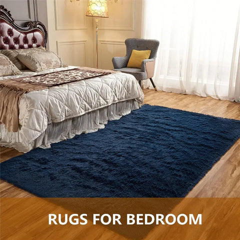 Rugs , Area Rug,  Clearance Navy Blue Laundry Room Rug, Large Throw for Playroom Room- Soft, Fluffy, Shaggy Carpets