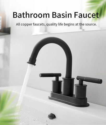 Bathroom Sink Faucet 2 or 3 Hole Matte Black Centerset 4 Inch Bathroom Sink Faucet 2 Handle Plating  Bathroom Faucet