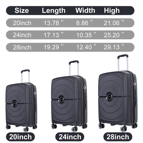 Travelhouse Expandable Hardshell Suitcase Double Spinner Wheels PP Luggage Sets Suitcase with TSA Lock,3-Piece Set (20/24/28）