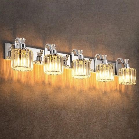 Modern Bathroom Vanity Light Stainless Steel Crystal Vanity Lights Over Mirror Modern Crystal Bathroom Wall Lighting Fixtures