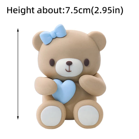 New 3D Bear Cake Topper Baby Shower Bear Decoration Boy Girl Happy 1st Birthday Party Cake Decor Gender Reveals Party Supplies