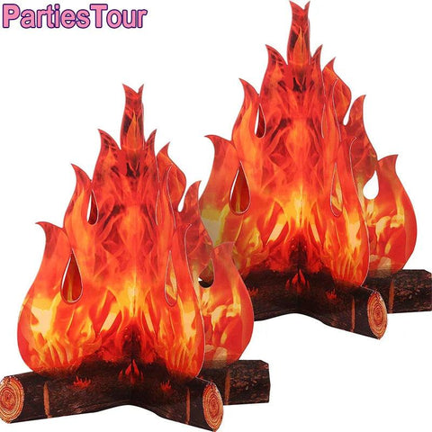 3D Decorative Cardboard Campfire Centerpiece Artificial Fire Fake Flame Paper Party Decortion Flame Torch for Christmas New Year