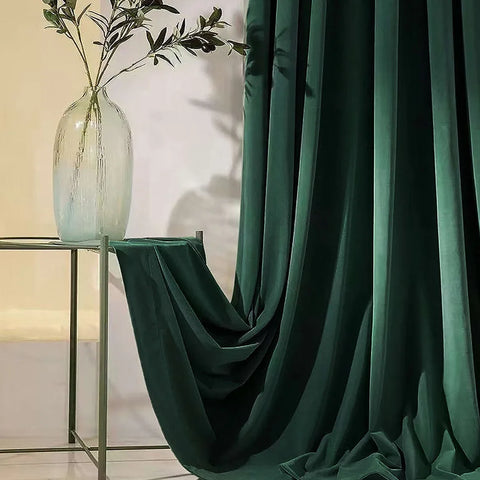 JINCHAN Emerald Green Velvet Black Curtains  Living Room Bedroom Curtain Luxury Window Drapes Room Darkening Extra Long Curtain