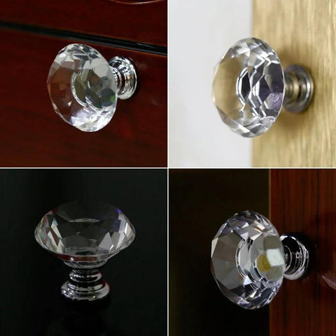 16Pcs Crystal Glass Door Knobs Mini Diamond Cabinet Pull Handle Furniture Decorative Pulls Knobs for Home Office