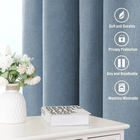 Natural Linen Curtains 108 inches Long for Living Room 2 Panels Back Tab Loop Pocket Linen Textured Light Filtering