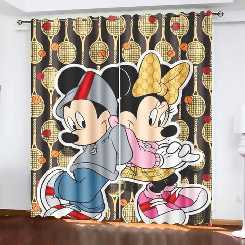 Mickey Printed Curtains For Living Room Living Room Bedroom Blackout Curtains 100% Polyester Dustproof Perforated Cartoon Cute