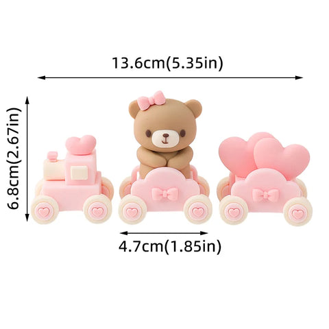 New 3D Bear Cake Topper Baby Shower Bear Decoration Boy Girl Happy 1st Birthday Party Cake Decor Gender Reveals Party Supplies