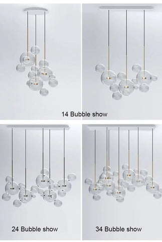 Modern Clear Glass LED Chandelier Lighting  Living Room Chandelier for Dining Room Bubble Glass Pendant Lights